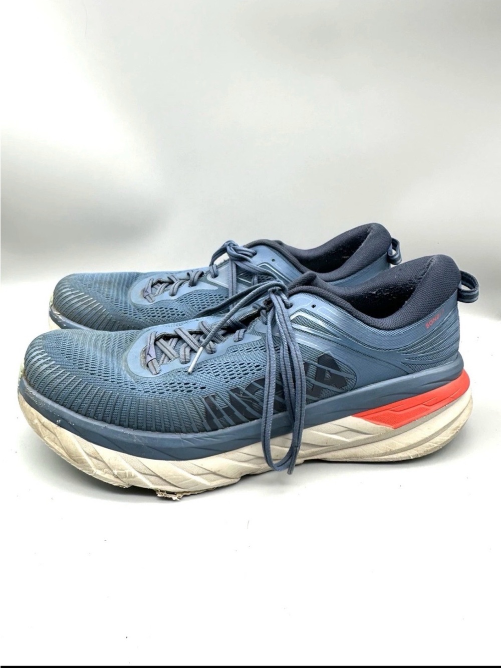 Hoka Bondi 7 Blue Running Shoes, Men's Size 12 Missing Inserts